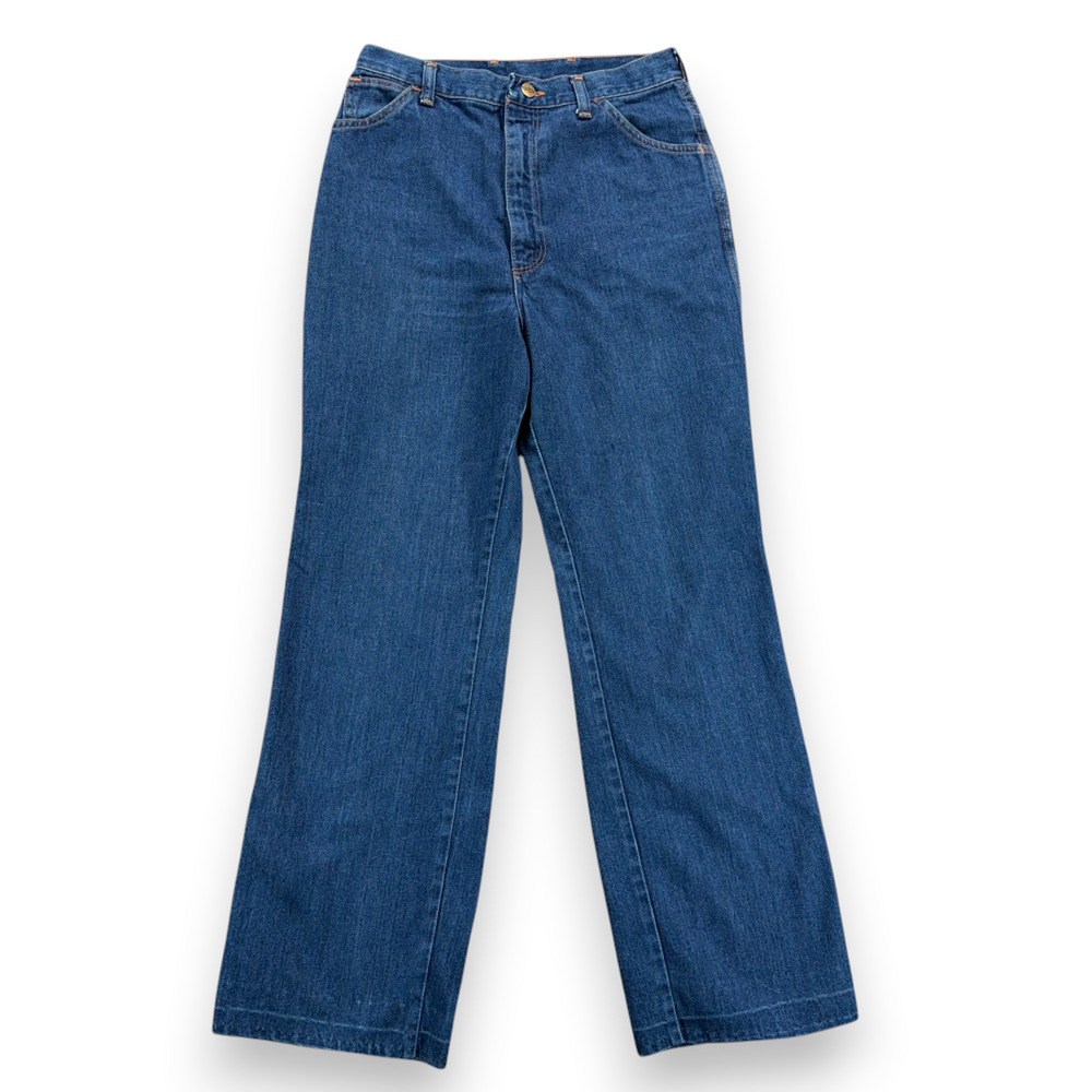 Vintage Wrangler Jeans Womens 28x30 Blue Wide Leg High Rise Talon Zip USA 70s